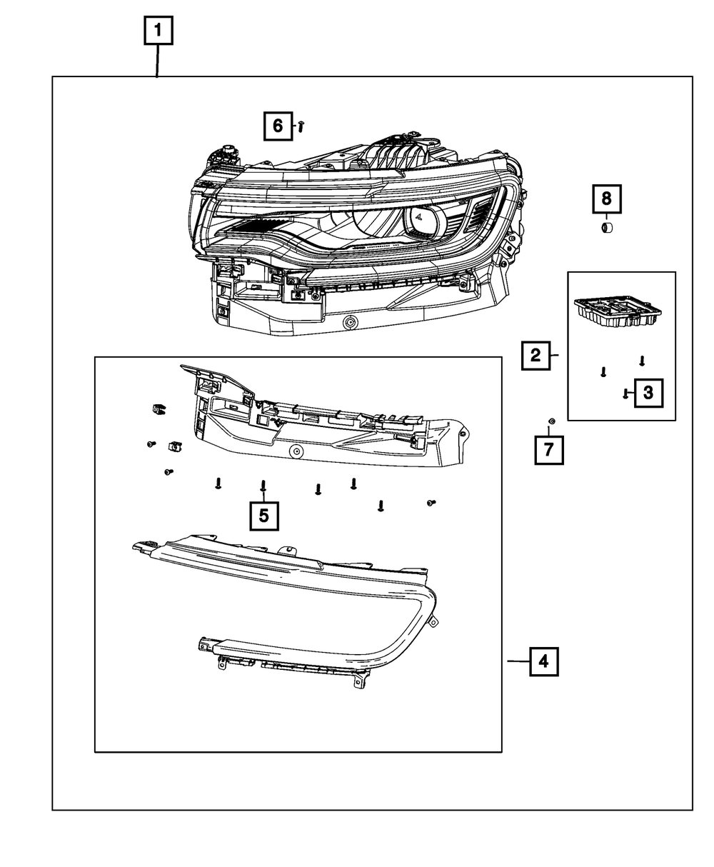 Genuine Mopar Headlamp Right 68598982AA