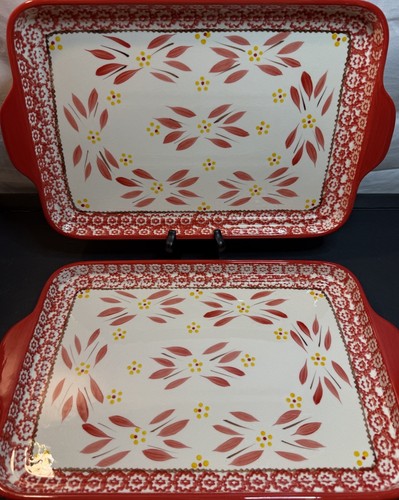 Temp-tations By Tara Old World Red Rectangular Serving Baking Tray Set