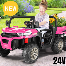 24V Battery Power Kids Ride On Car Electric Toy 2 Seats Dump Truck w/6 Wheels-US