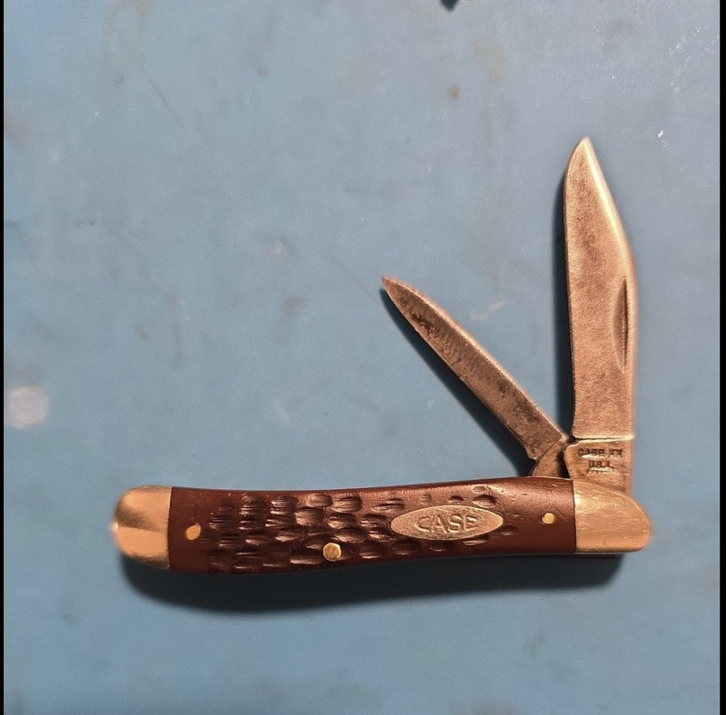 VINTAGE CASE XX 6220 USA JIGGED BROWN DELRIN PEANUT KNIFE. READ DESCRIPTION 