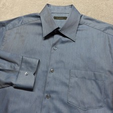 Ermenegildo Zegna Made In Romania Dress Shirt Mens XL Button Up Geometric Blue