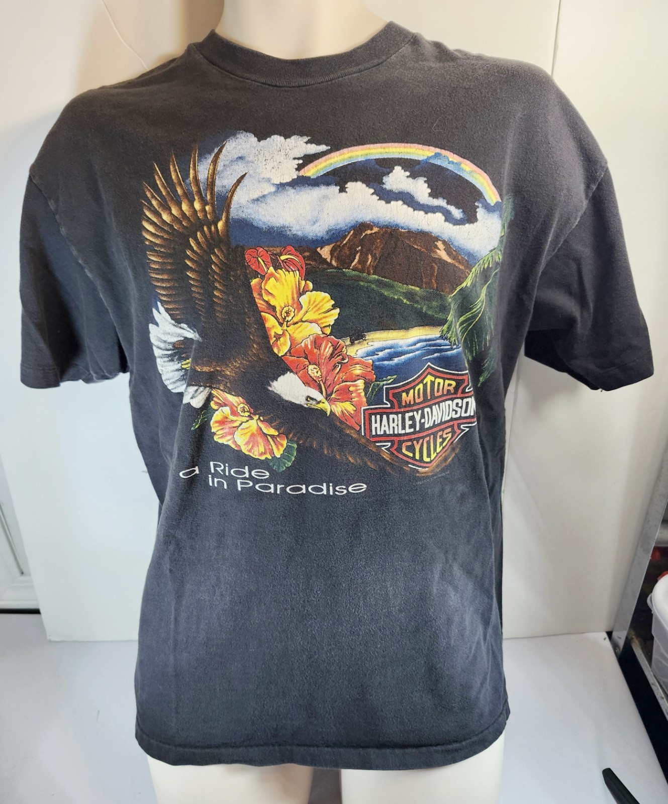 Vintage 90s Harley Davidson T Shirt Mens Large Eagle Pacific Honolulu Hawaii USA