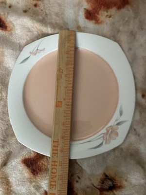 Nikko Quadrille Peachglow Porcelain Dinner Plate Square 10in Japan