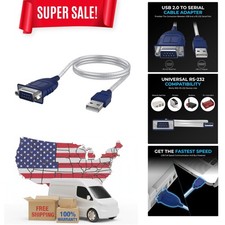 USB 2.0 to Serial 9 Pin DB 9 RS 232 Converter Cable, Prolific Chipset, HEXNUT...