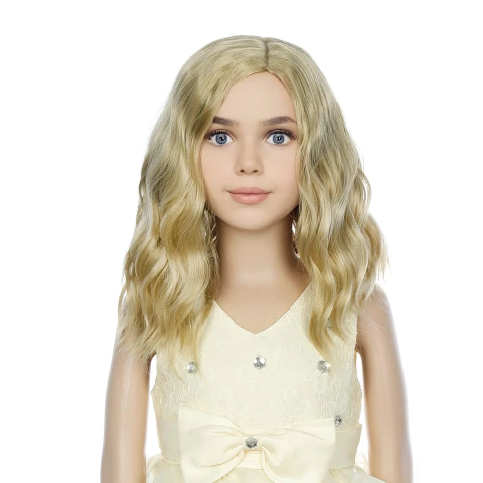 American Blonde Wig Kids Child Short Wavy Wig Ash Blonde Wigs Mixed - Image 2 of 4