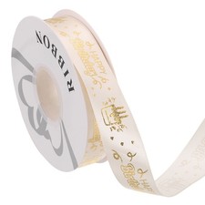 Light White Birthday Satin Ribbon, 32 Yards,1" Wide , Gift Ribbon