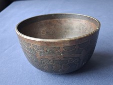 GENUINE 19th CENTURY ANTIQUE CHNESE/TIBET BRONZE SINGING BOWL, BTIFUL TONE 125mm