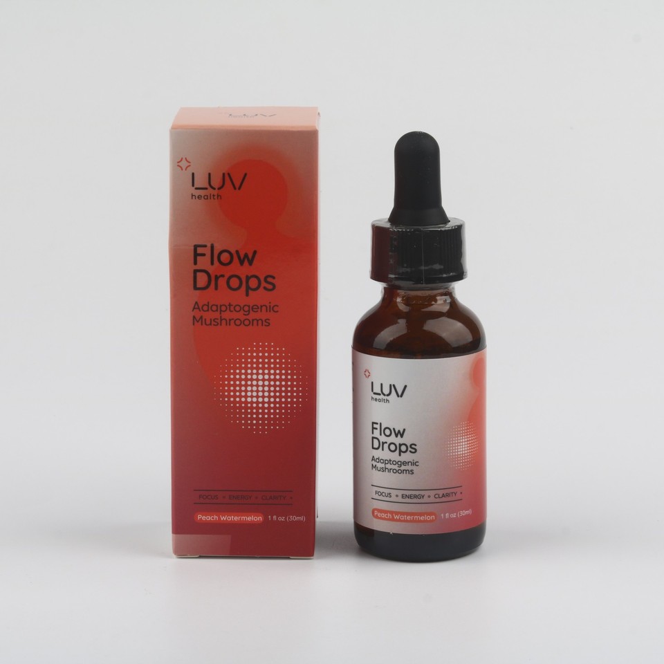 LUV Health Flow Drops-Adaptogen Mushroom Blend-Peach Watermelon Flavor ...