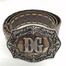 Dolce&Gabbana Men Big Logo Buckle Genuine Leather Belt D&G Vintage Dark Brown