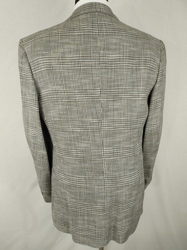 Vintage Pierre Cardin Mens 42L Sport Coat Jacket Blazer Glen Plaid 2-Button Silk - Picture 14 of 20