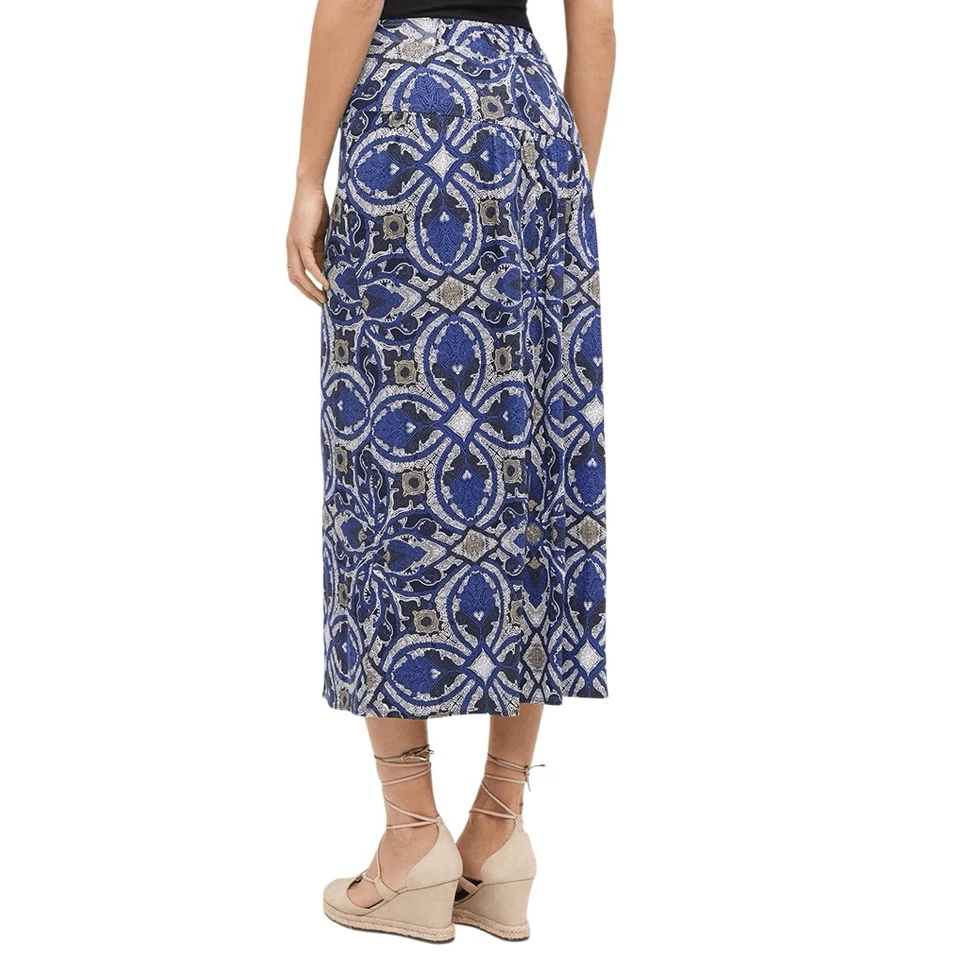 Falda envolvente Maeve Anthropologie Cyprus XL motivo azul gráfico boho africano se adapta a 1X Foto 2 de 4