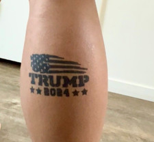 Trump American Flag Tattoo  Premium Semi-Permanent 2 Week Vegan Tattoo, MAGA