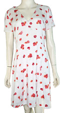 Floral Dress Gap A-Line Spring V-Neck Flare Empire Waist Short Sleeves White 4