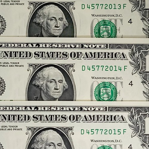 Single Year Note 2013 2014 2015 Fancy Serial Number One Dollar Bill Lot of 3 - Picture 2 of 7
