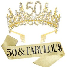 50th Birthday Decorations for Women 50th Birthday Crown  50  Fabulous Birth...