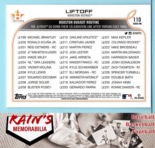 Liftoff CC, CL 2022Topps "" #110 Houston Astros - Bild 2 von 2
