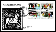 USA, SCOTT # 2027-2030, UNOFFICIAL PAT SANCO FDC COVER - 1982 SEASON'S GREETINGS