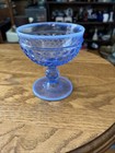 Blue hobnail champagne sherbert glass opalescent rim Anchor Hocking — photo 1