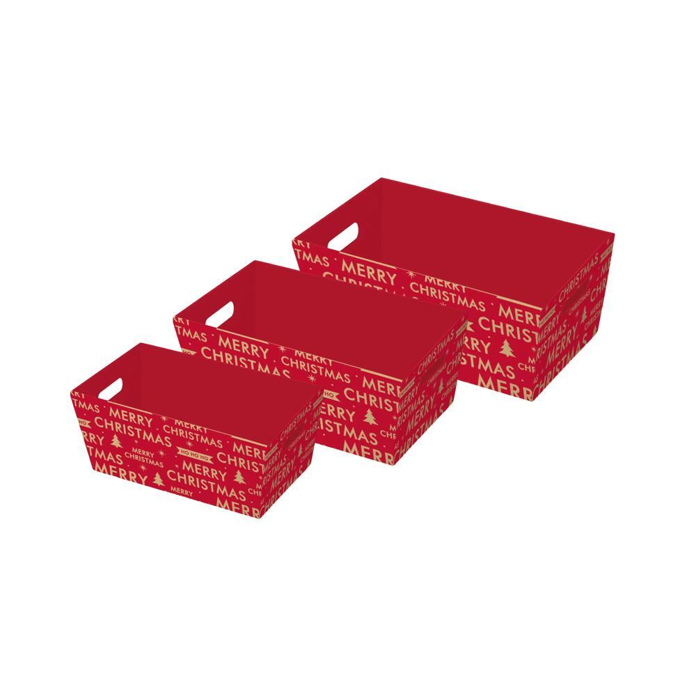 3 Pieces Merry Christmas Kraft Hamper Trays