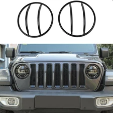 2Pcs Front Headlight Lamp Guards Cover Trim Fit 2018+ Jeep Wrangler JL JT Black 