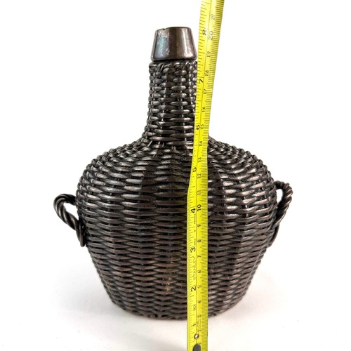 1910-20s Gorham Sterling Silver Overlay Decanter Jug Wicker Basket Weave Pattern - Picture 15 of 19