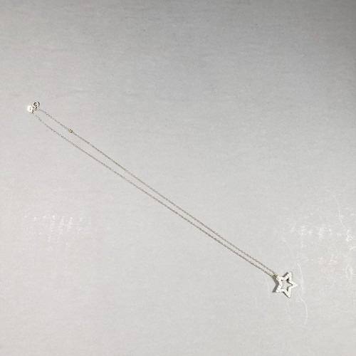 Star Pendent Chain Necklace 925 Silver Cubic Zirconia Modernist Bohemian 18" - Picture 7 of 12