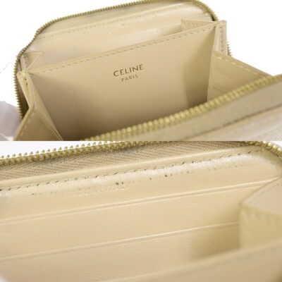 ☆☆CELINE☆☆ 24FW Celine Card Wallet 10M242GC402SI Beige COMPACT WALLET WITH COIN TRIOMPHE IN SHINY CALFSKIN - PALE