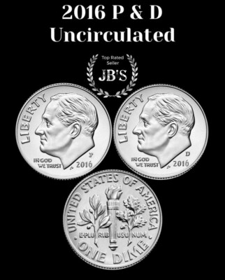 2016 P&D Roosevelt Dime - 2 Coin Set - BRILLIANT UNCIRCULATED (BU)