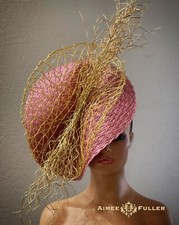 Aimee Fuller Golden Ascot Fascinator Kentucky Derby Gold Drk Mauve Headpiece Hat