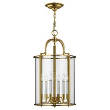 Image of 6 Bulb Ceiling Pendant Light Fitting Highly Polished Brass LED E14 60W