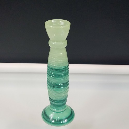 Swirl Glass Bud Vase Shades Of Green Vintage Made in Spain Hallmarked YE - Picture 7 of 10