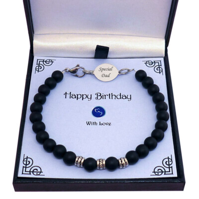 Personalisierte Herrenarmband-Bracelet Mit Gravur Box Schwarz Silber 17 23 cm