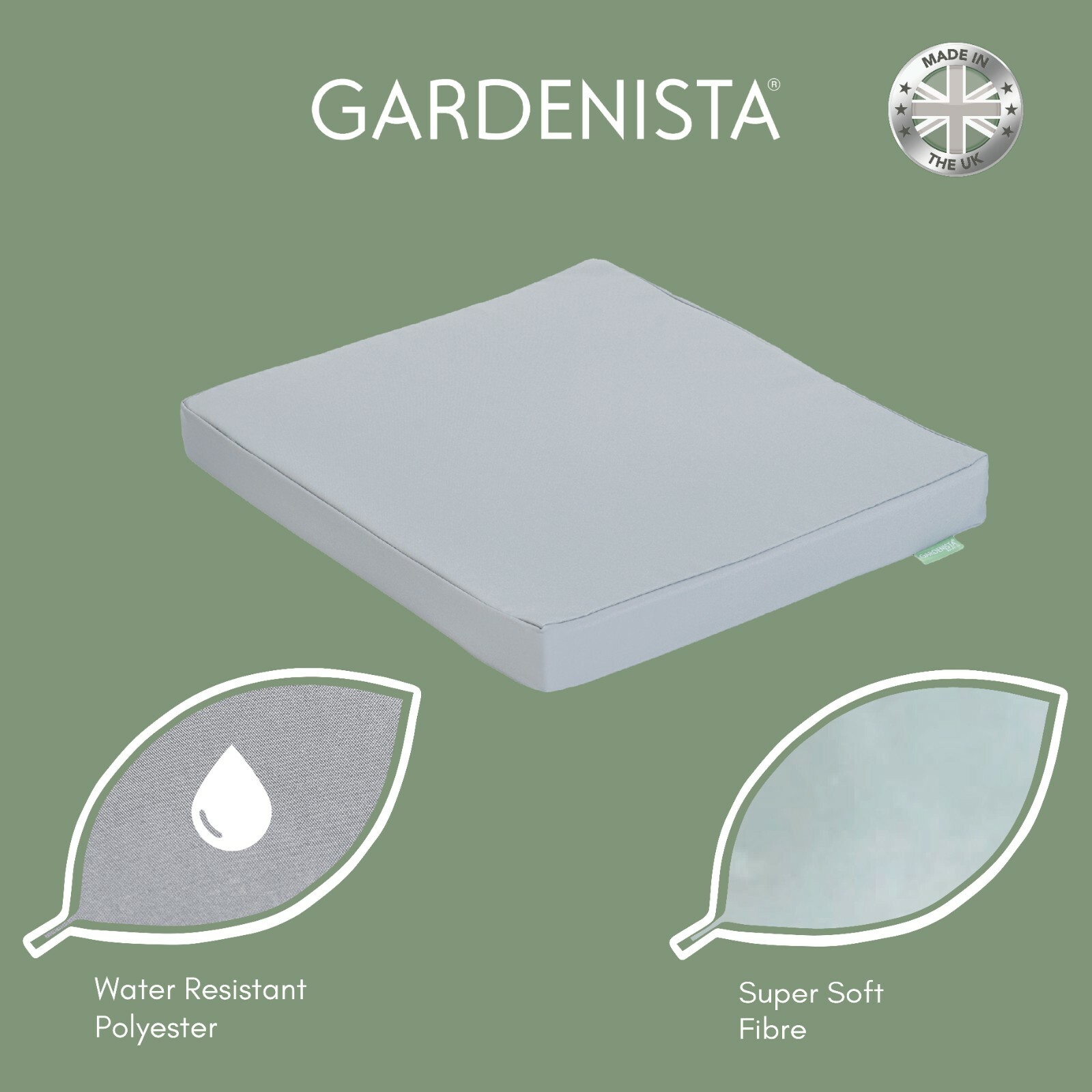 Grey 58cm x 52cm Seat Pad Rattan Furniture Replacement Cushion Water