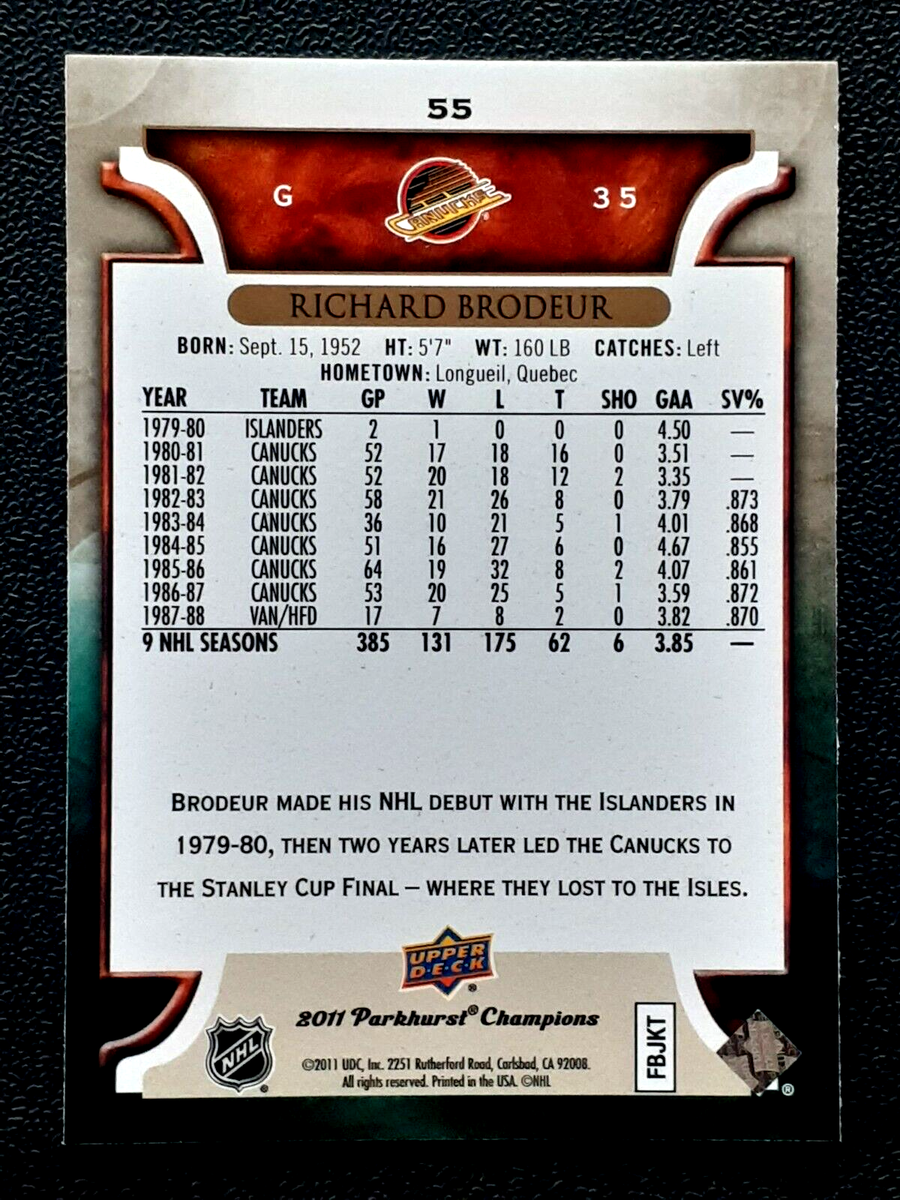 RICHARD BRODEUR 2011-12 PARKHURST CHAMPIONS 11-12 #55 65416 | eBay