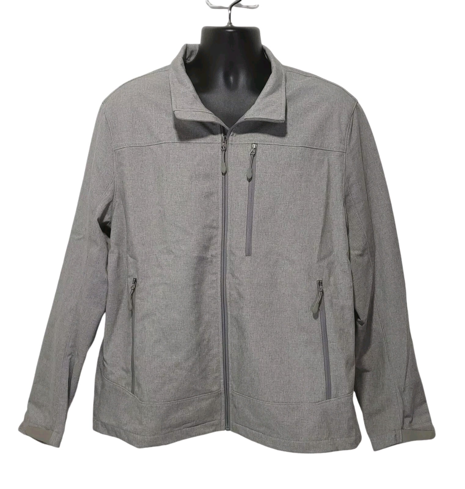 Black Rivet Soft Shell Jacket Front Full Zip Grey… - image 1