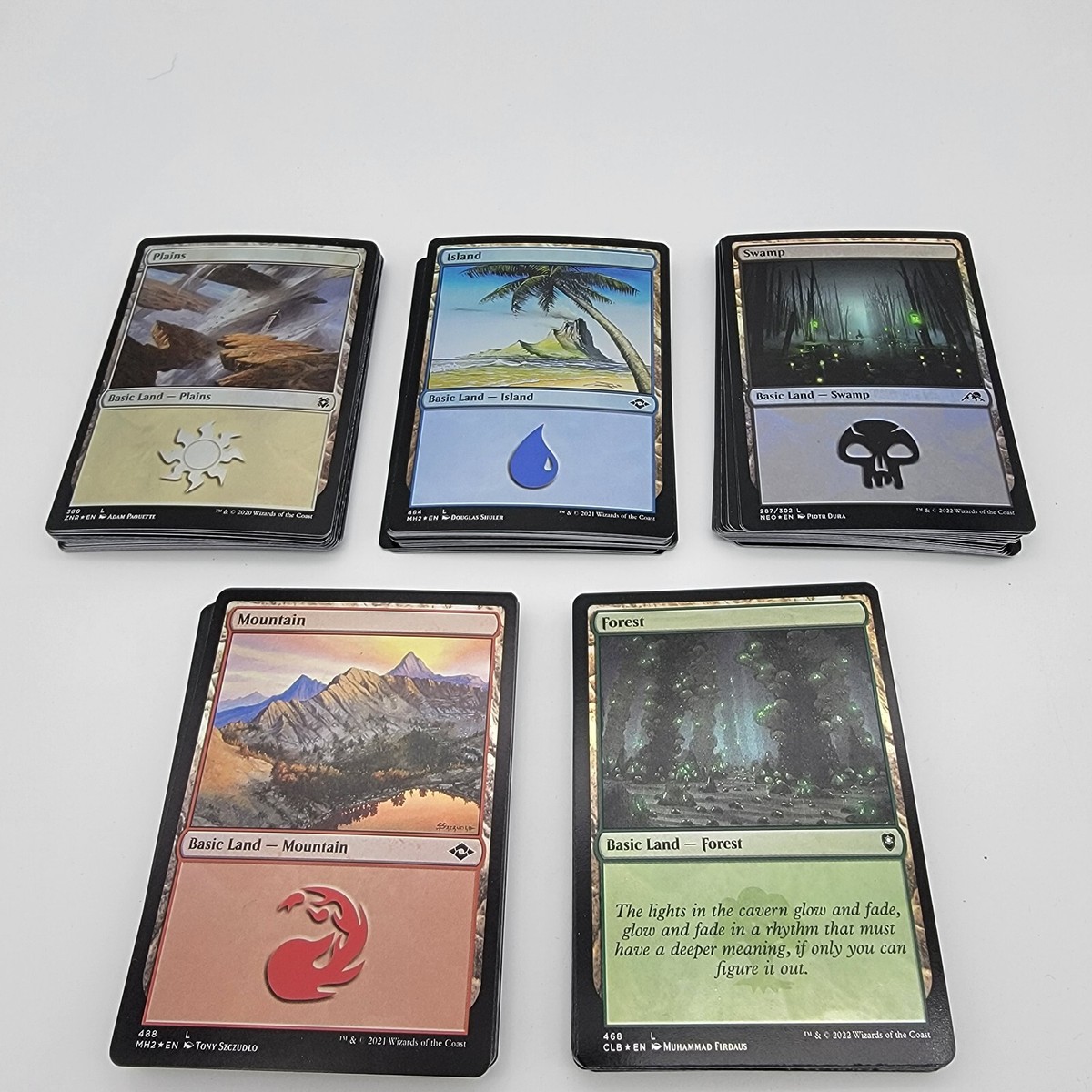 100 FOIL Magic the Gathering Foil Basic Land Cards Lot - 20 of