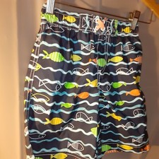 Wippette Boys Swimwear Board Shorts Mesh Lining Size 4T Fishes