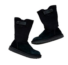Ugg Australia Shaina Knit/Suede Sock Ankle Boots Women's Size 6 Black Winter