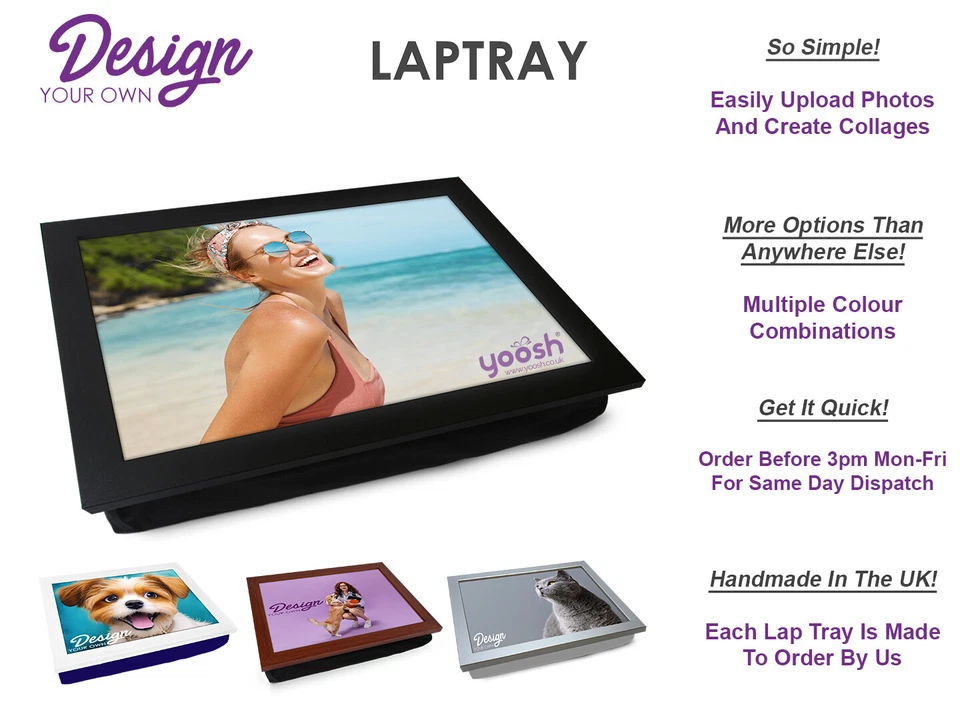 Personalised Lap Tray  with Padded Cushion, Use Your Photos, For Laptops & Meals - Image 4 of 4