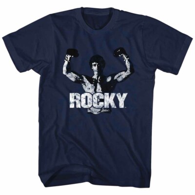Rocky Balboa T-Shirt Movie New Official Classic Rocky Pose Navy Cotton SM - 5XL