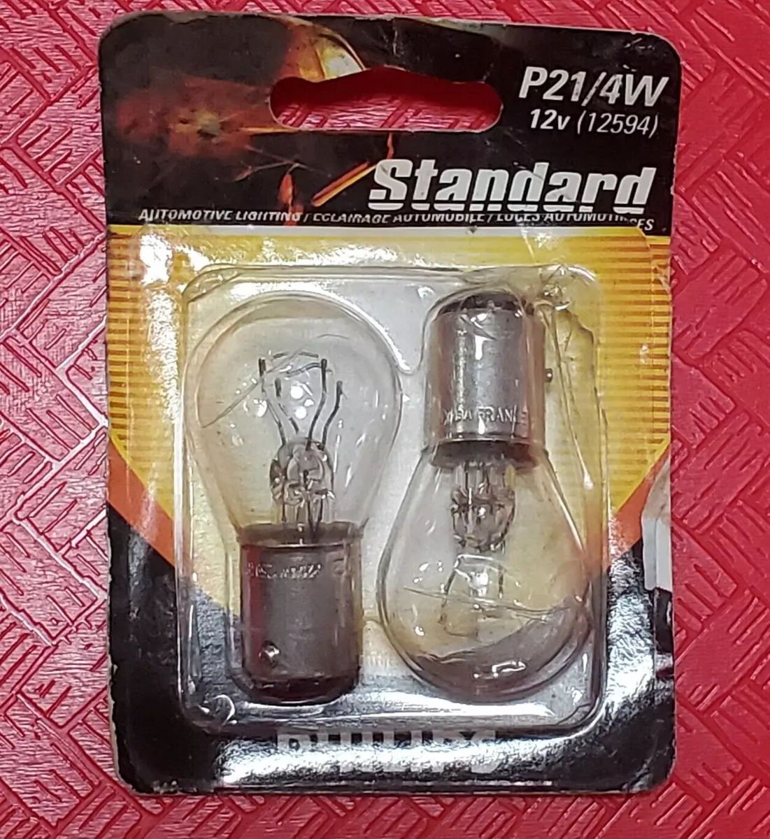 Genuine Philips P21/4W 12V Standart Bulbs E1 2BA FRANCE F602 12594 2 Pack