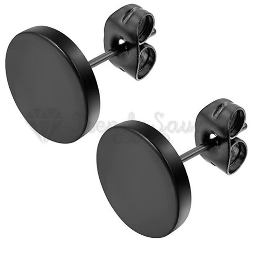 Punk Ear Cheater Plug Circle Stud Earrings 3-12MM Black Surgical Stainless Steel - Picture 80 of 98