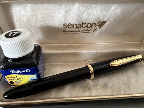 SENATOR Stylo À Plume PISTON Avec Pointe En Iridium Noire Encre Pelikan - Picture 11 of 12