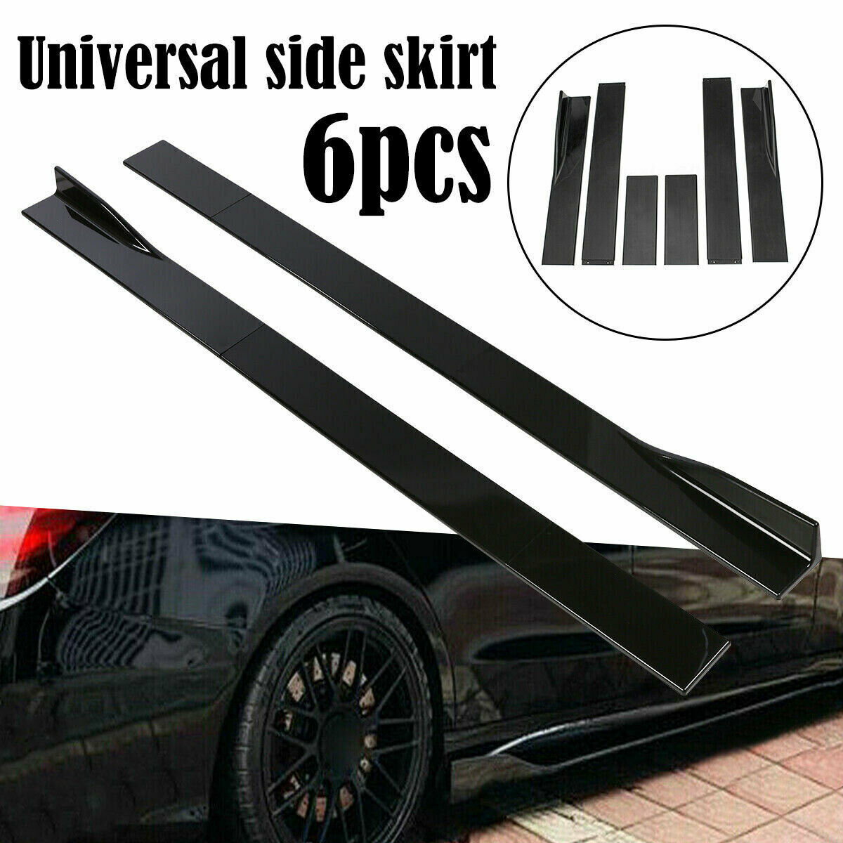 Gloss Black Side Skirts Rocker Splitter Lip For Honda Civic SI EX LX Coupe Sedan