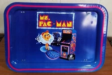Ms PAC-MAN Vintage 1980's Midway Lap TV Folding Metal Tray