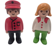 Playmobil Figuren 123 Frau Schaffner Mann 1990 Vintage Spielzeug Retro Set
