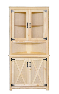 Amish Unfinished Barn Door Corner Hutch China Cabinet Modern Farmhouse Handmade Ebay