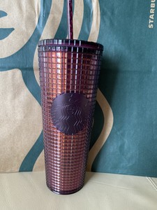 starbucks burgundy grid tumbler