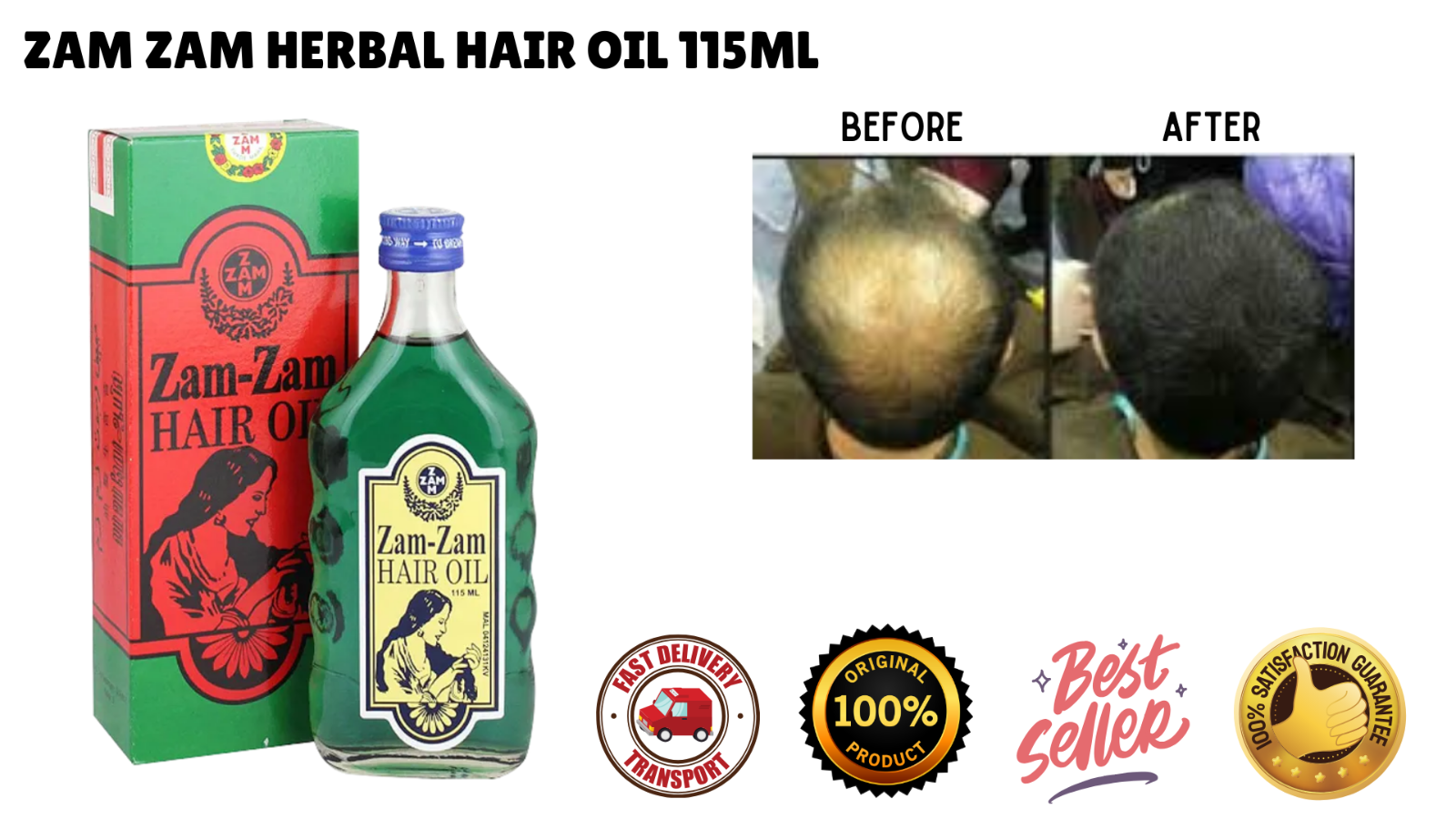 Hair Oil Zam Zam Herbal 115ml - FREE SHIPPING-image