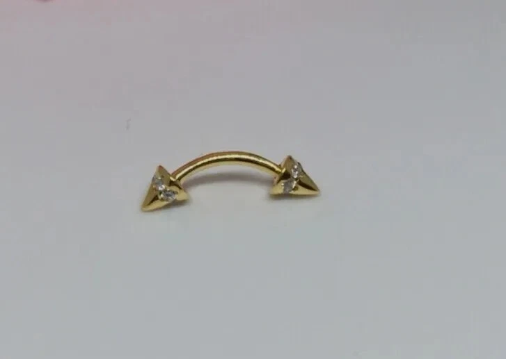 14K твердое золото бриллиант шип пирсинг шип штанга пирсинг бровей пирсинг. - Изображение 4 из 4
